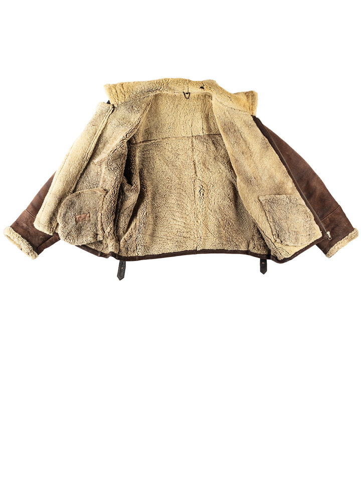 Vintage 80's Men Sheepskin Jacket in BrownVN338