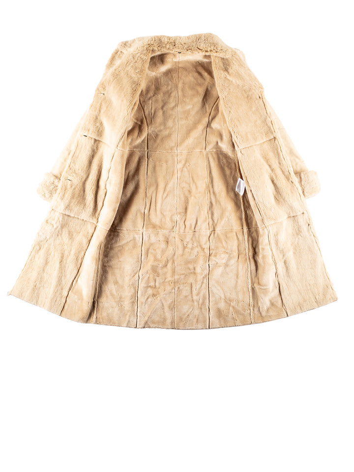 Vintage 70's Women Faux Sheepskin Coat in BeigeMN338