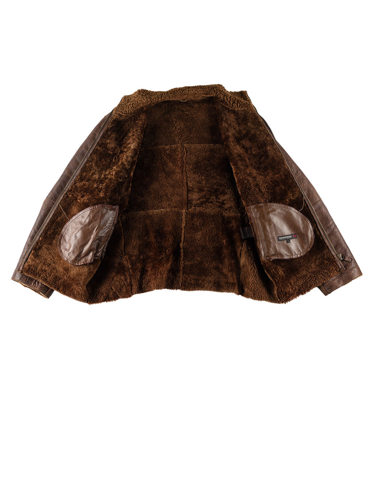 Vintage 80's Men Sheepskin Jacket in BrownVN638