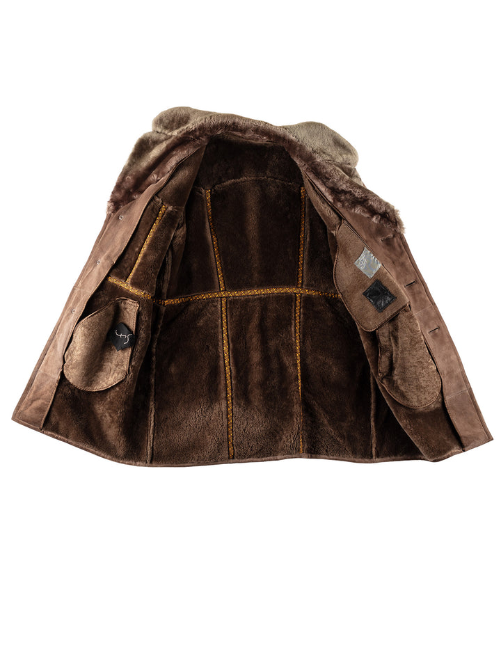 Vintage 80's Men Sheepskin Coat in BrownVN419