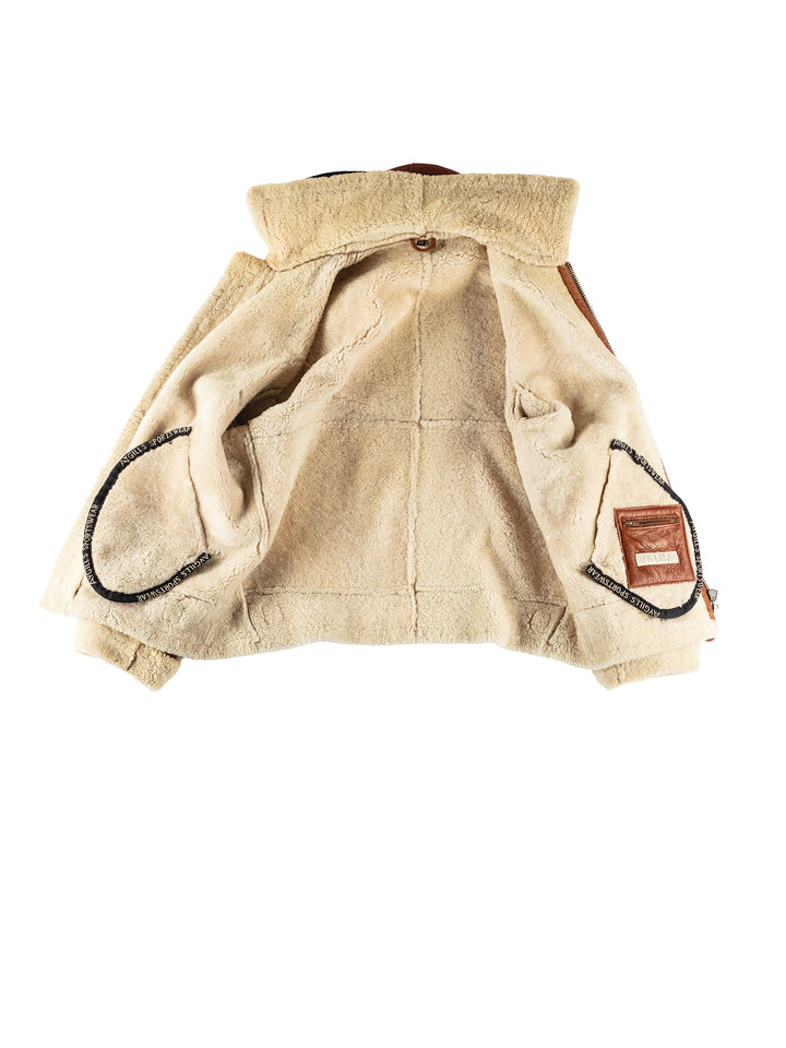 Vintage 80's Men Sheepskin Jacket in BrownVN631