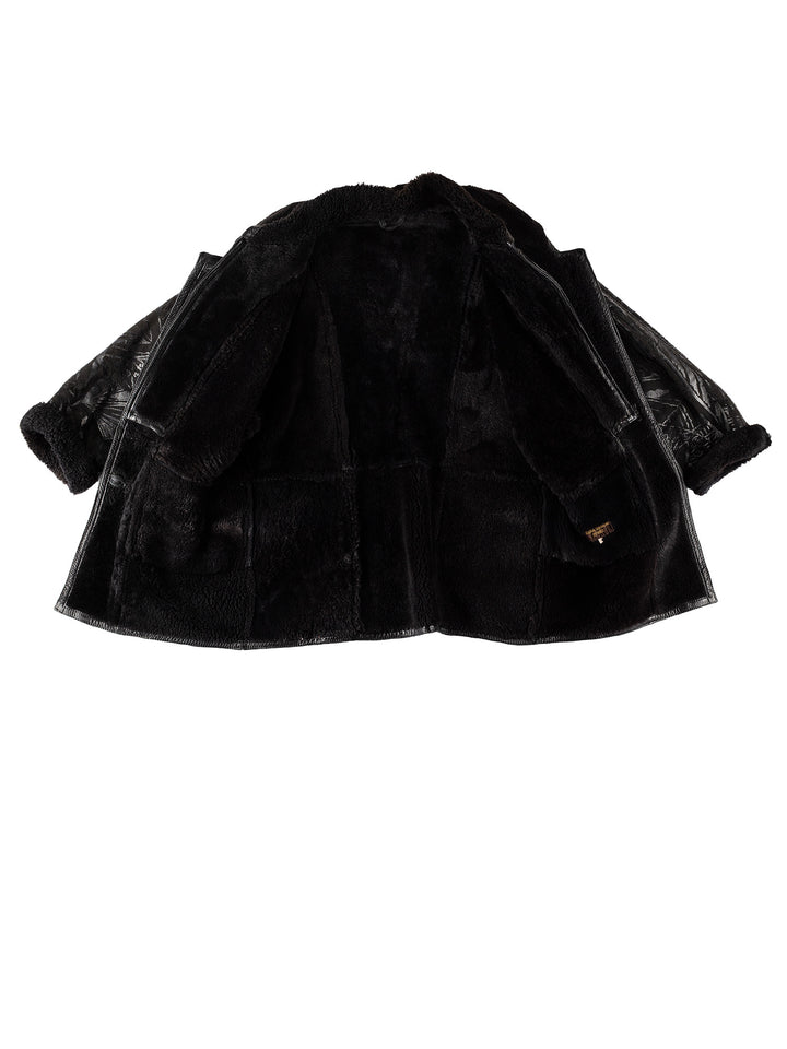Vintage 80's Women Sheepskin Coat in BlackMN516