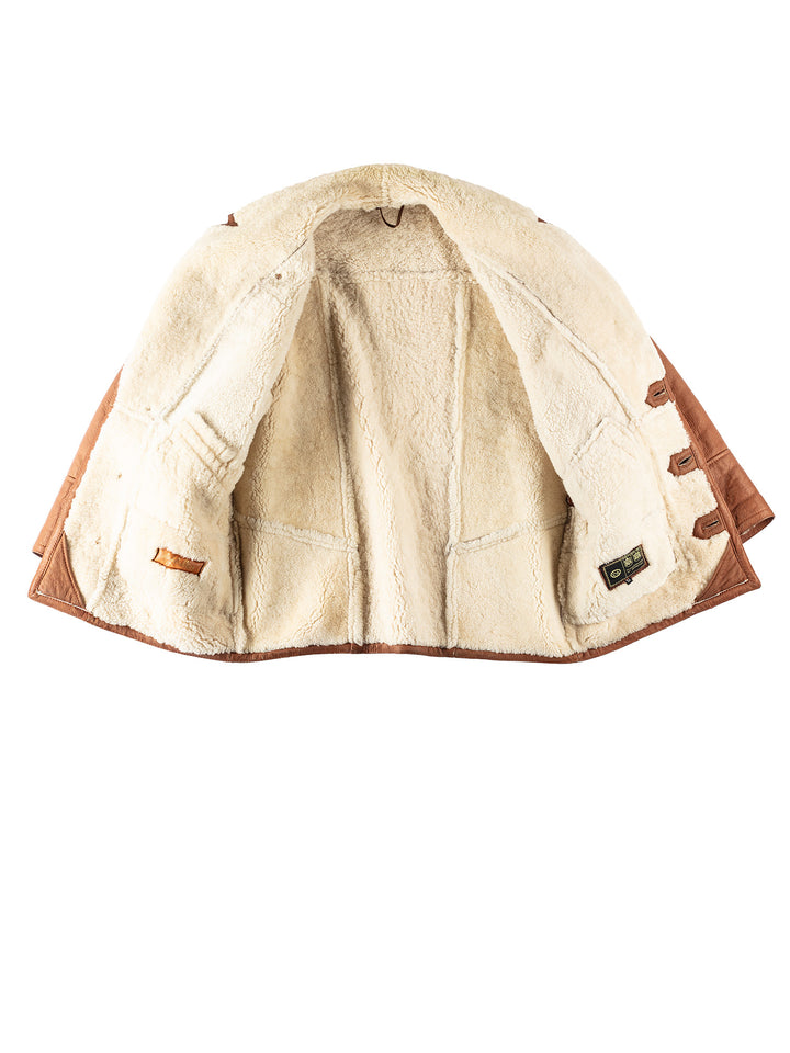 Vintage 80's Men Sheepskin Coat in BrownVN375