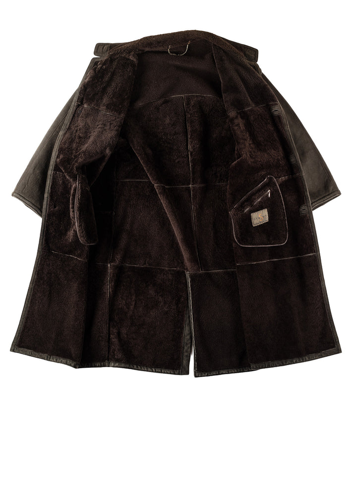 Vintage 80's Men Sheepskin Coat in KhakiVN312