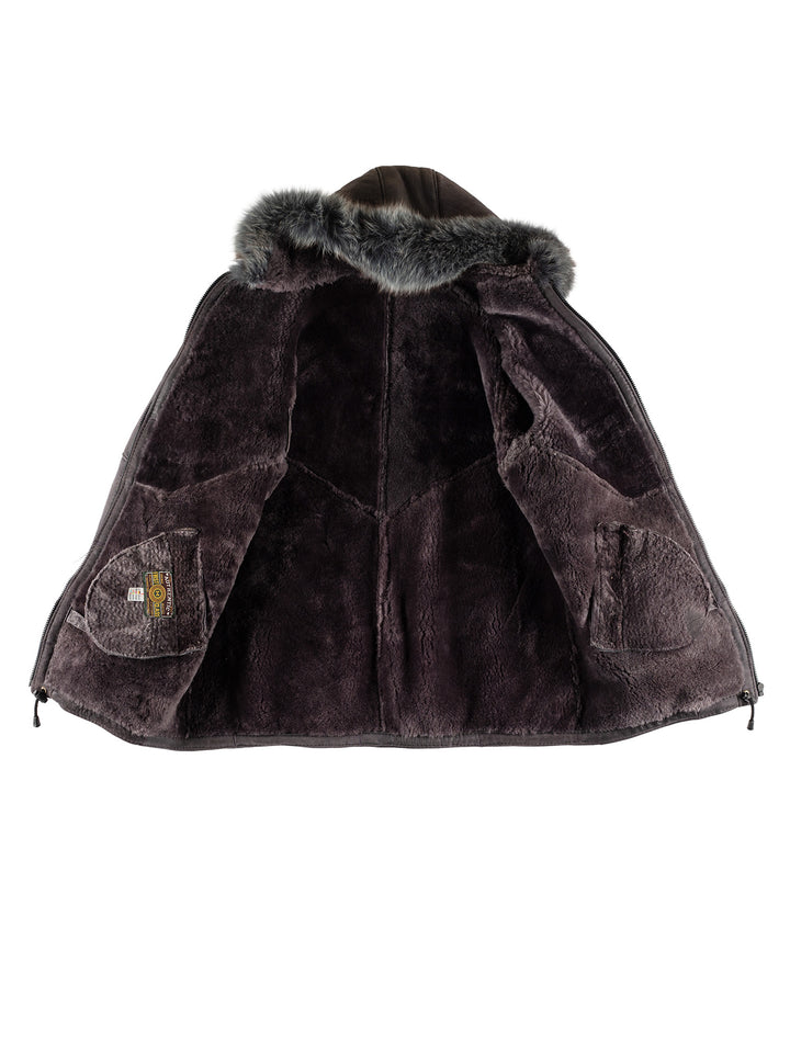 Vintage 70's Women Sheepskin Coat in GrayMN459
