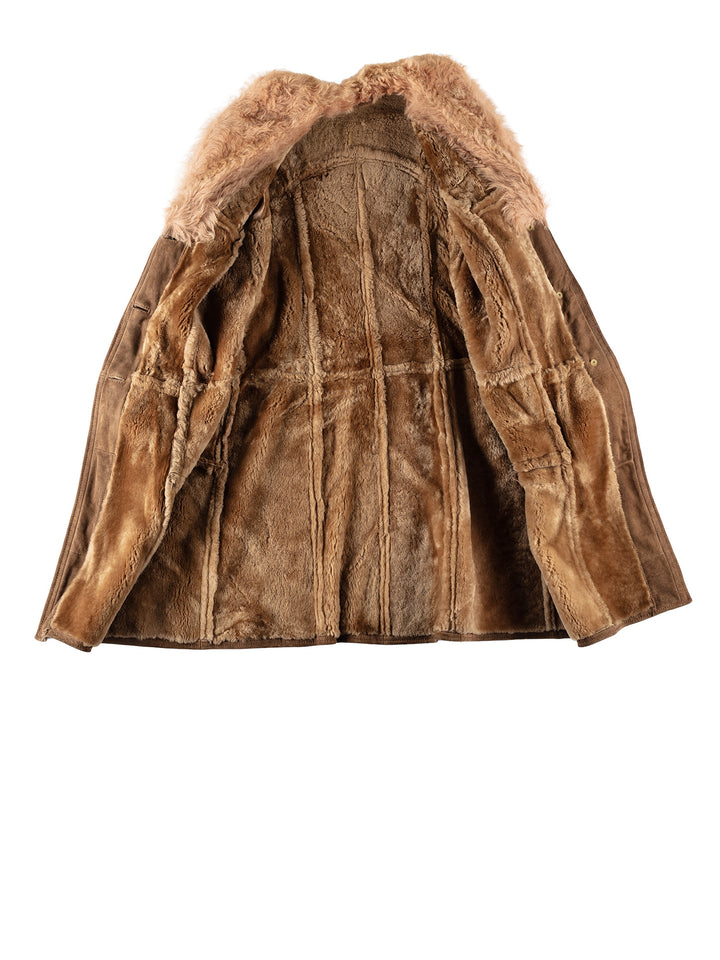 Vintage 70's Women Sheepskin Coat in BrownMN735