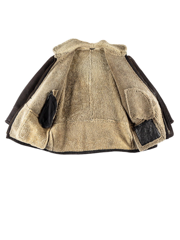 Vintage 80's Men Sheepskin Coat in BlackVN720