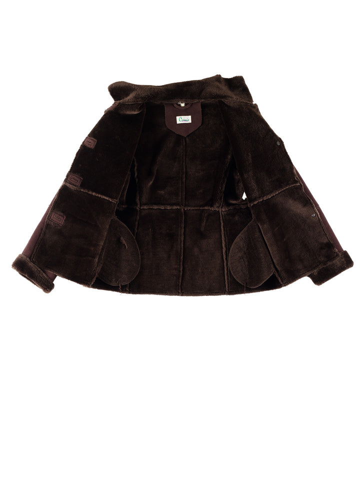 Vintage 80's Women Faux Sheepskin Jacket in BrownMN767