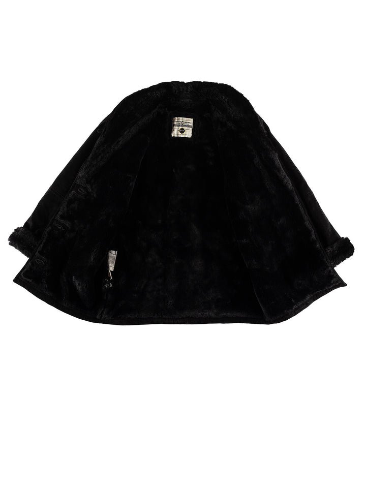Vintage 80's Women Faux Sheepskin Coat in BlackMN667