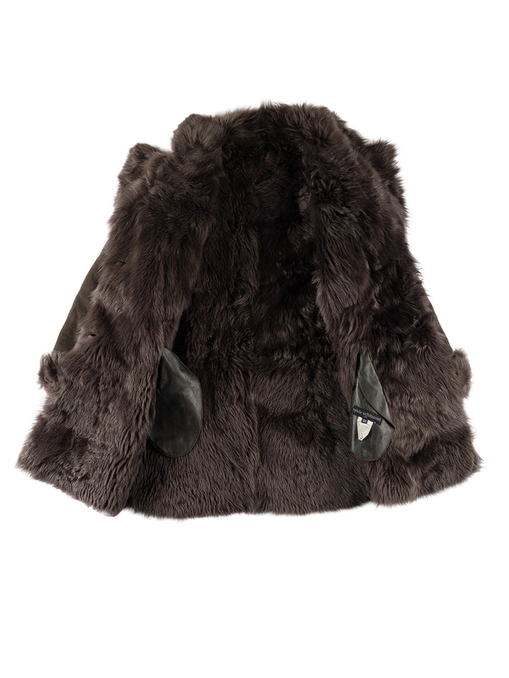 Vintage 70's Women Sheepskin Coat in GrayMN771