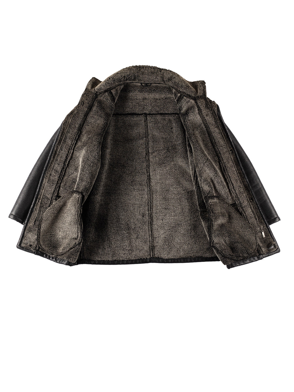 Vintage 80's Men Faux Sheepskin Coat in BlackVN405