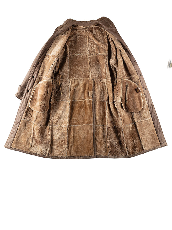 Vintage 80's Men Sheepskin Coat in BrownVN532
