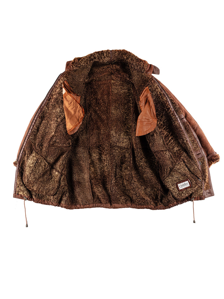 Vintage 80's Men Sheepskin Coat in BrownVN466