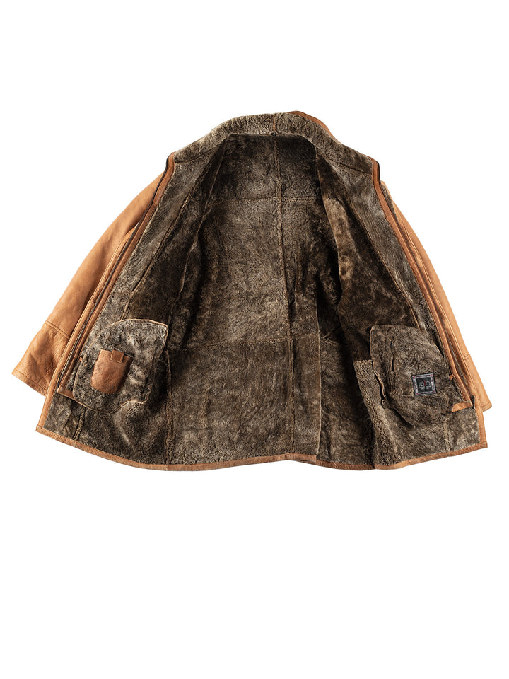 Vintage 80's Men Sheepskin Coat in BrownVN597