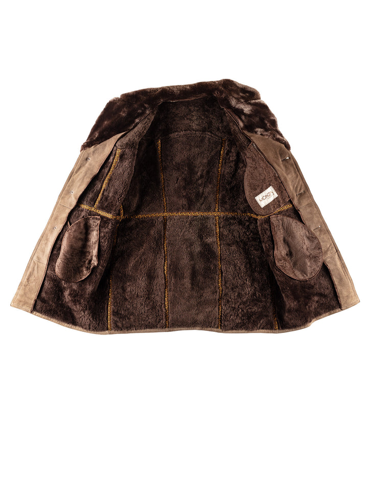 Vintage 70's Men Sheepskin Coat in BrownVN654