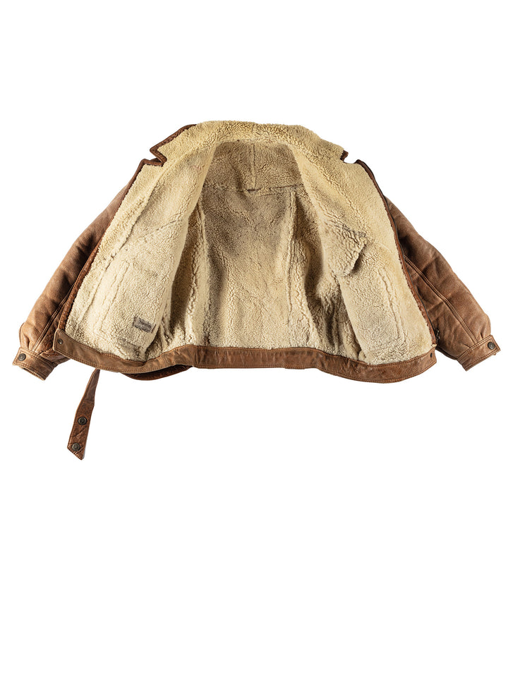 Vintage 80's Men Sheepskin Jacket in BrownVN538