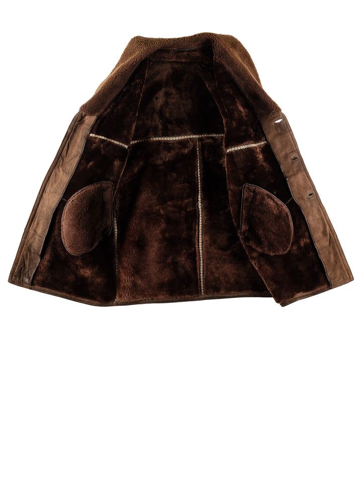 Vintage 70's Men Sheepskin Coat in BrownVN635