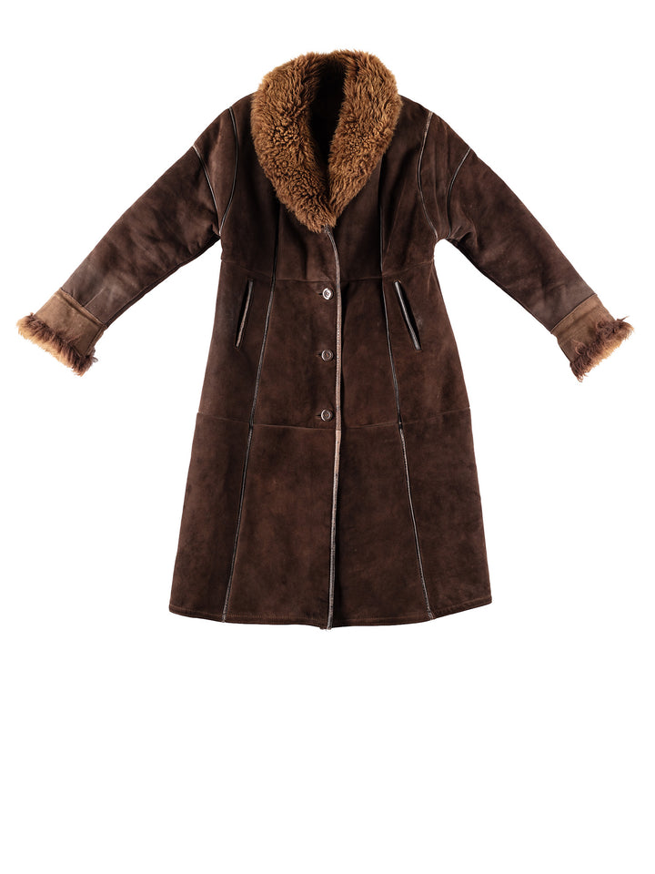 Vintage 70's Women Sheepskin Coat in BrownMN329