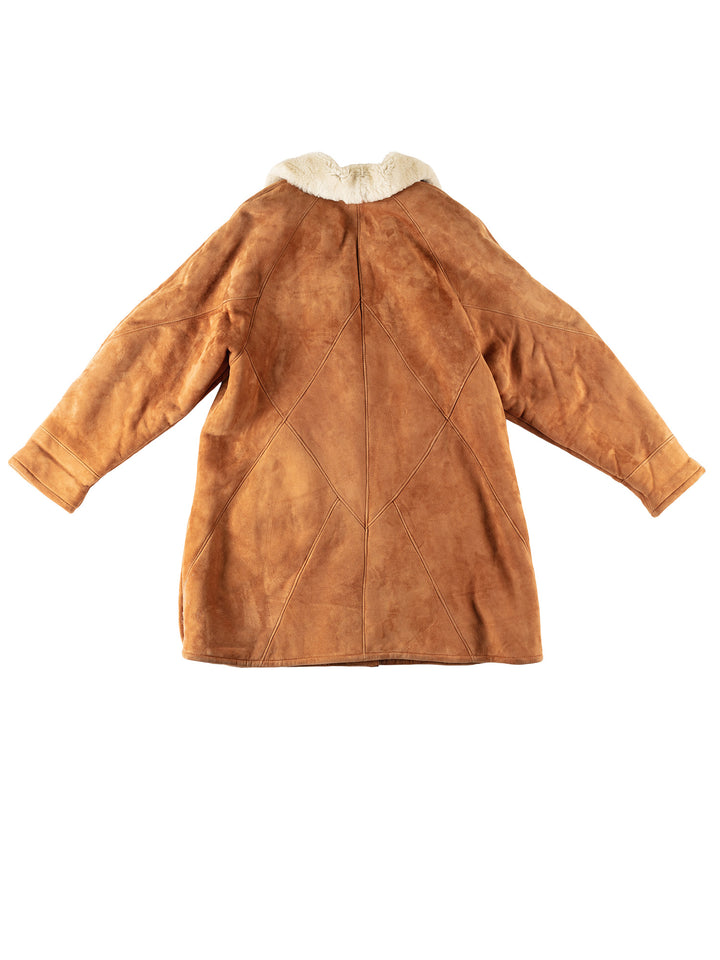 Vintage 80's Women Sheepskin Coat in BrownMN703