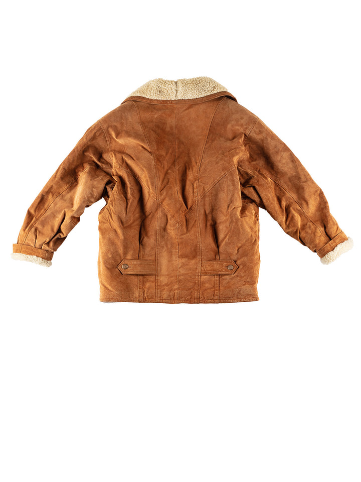 Vintage 90's Men Faux Sheepskin Coat in BrownVN581