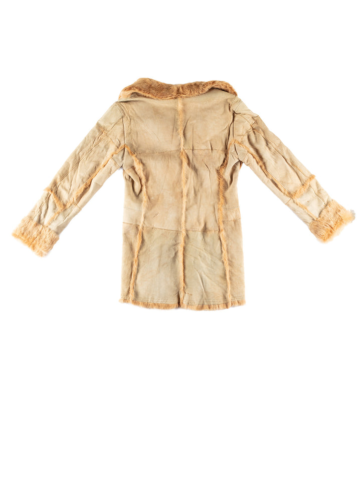Vintage 70's Women Sheepskin Coat in BeigeMN756