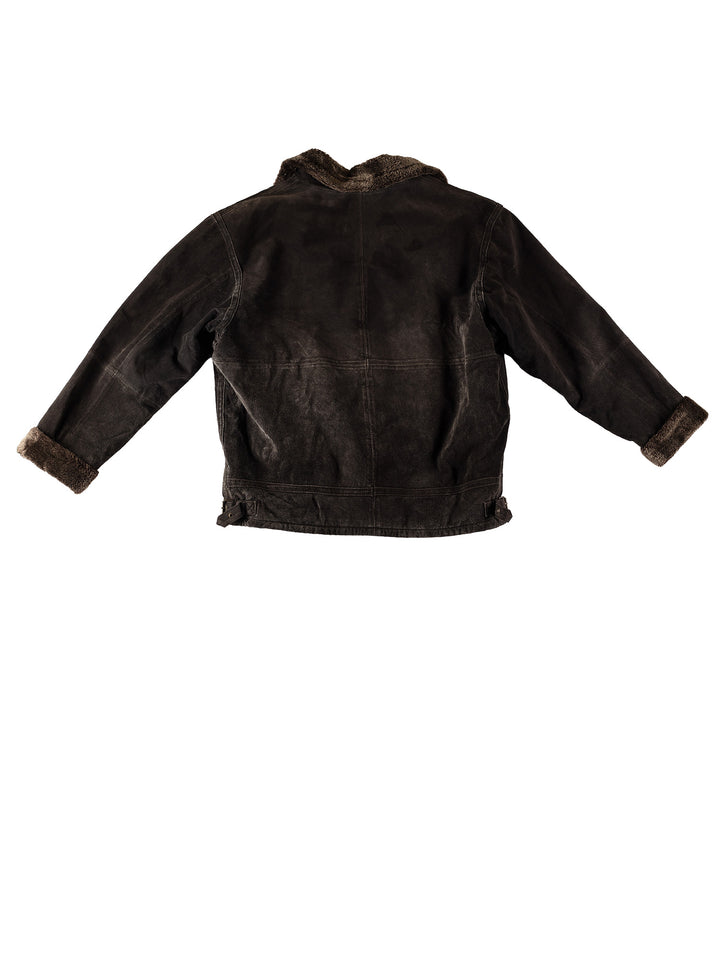 Vintage 80's Men Faux Sheepskin Jacket in BrownVN539