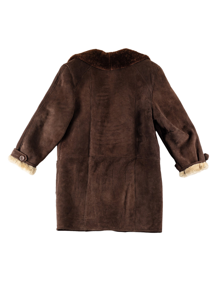 Vintage 80's Men Sheepskin Coat in BrownVN708
