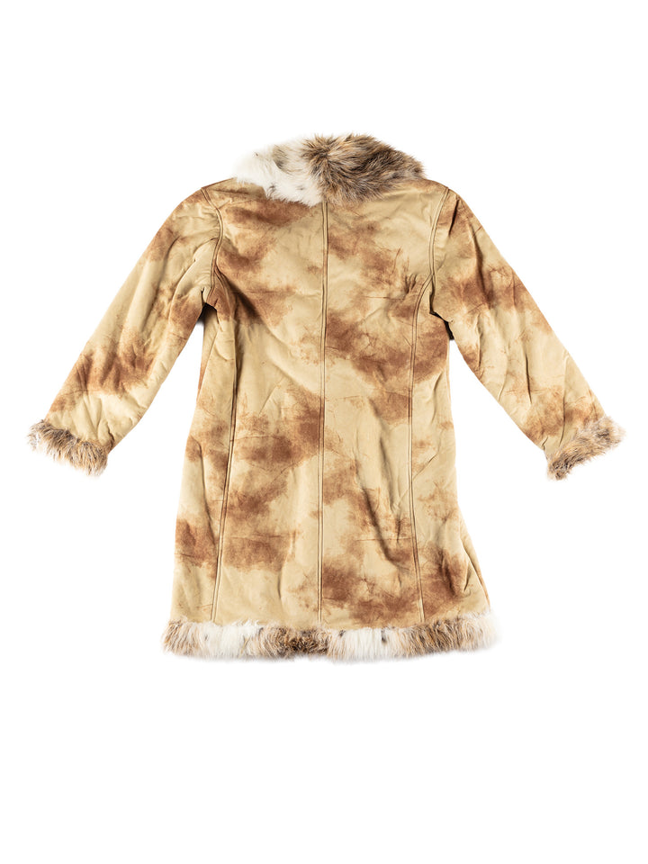 Vintage 70's Women Faux Sheepskin Coat in BeigeMN651
