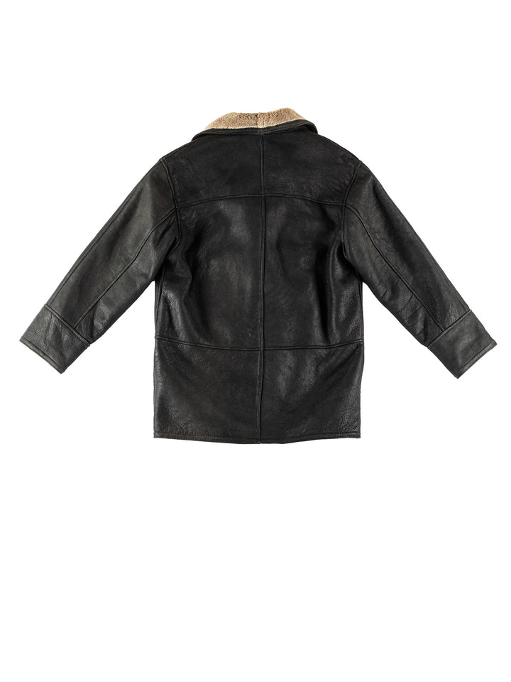Vintage 80's Men Sheepskin Coat in BlackVN719