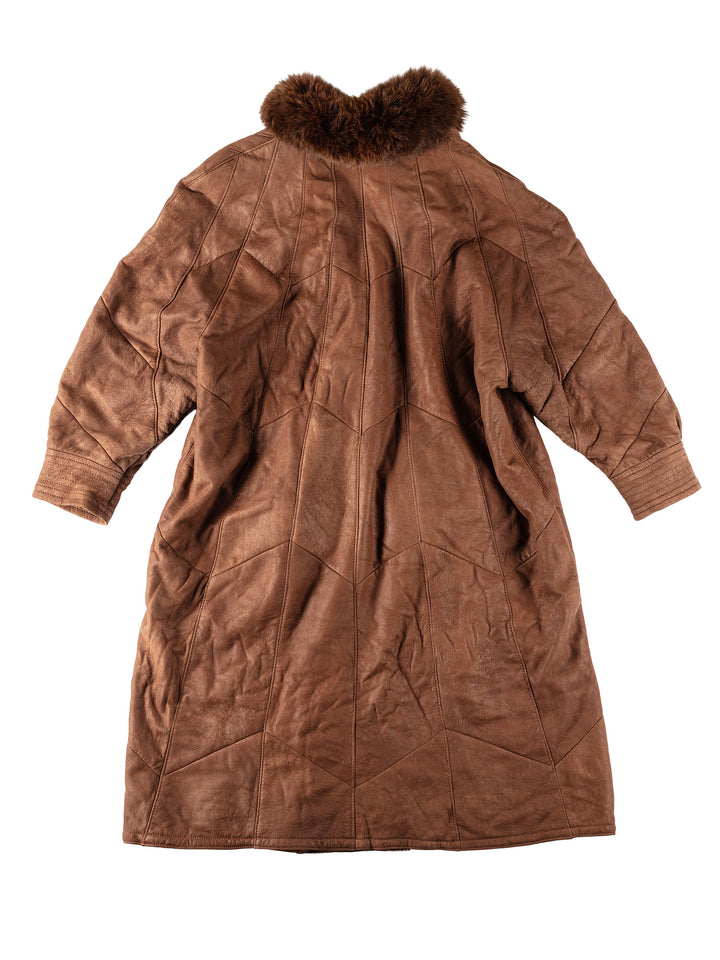Vintage 80's Women Sheepskin Coat in BrownMN544