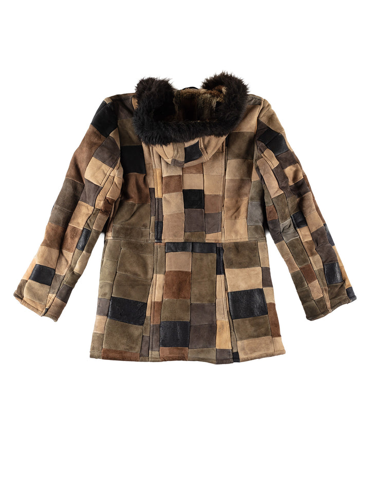 Vintage 80's Women Sheepskin Coat in KhakiMN709