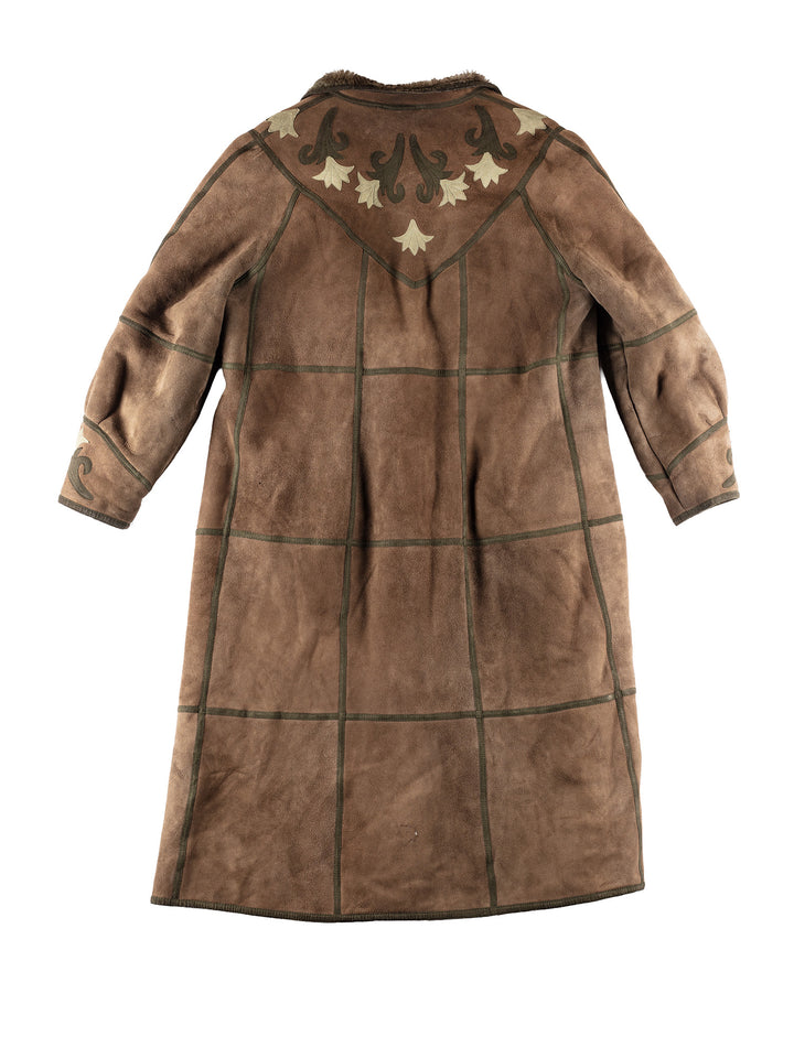 Vintage 80's Women Sheepskin Coat in KhakiMN336