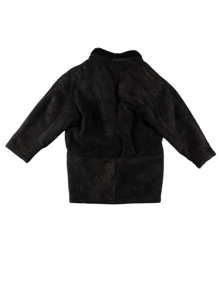 Vintage 80's Men Sheepskin Coat in BlackVN712