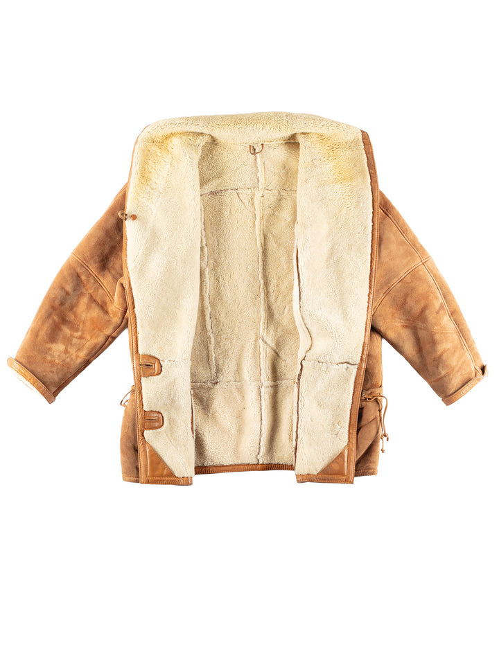 Vintage 80's Women Sheepskin Coat in Brown