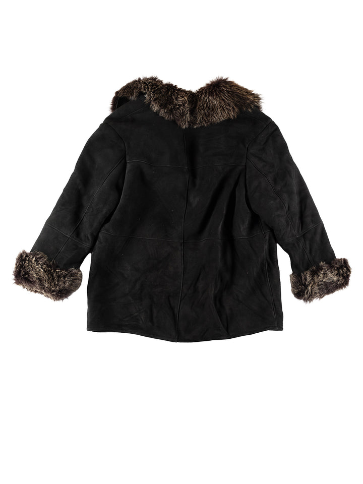 Vintage 70's Women Sheepskin Coat in BlackMN753
