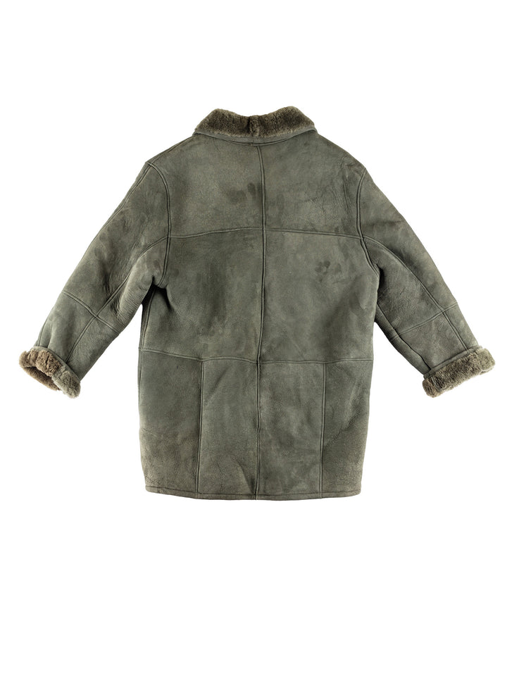 Vintage 80's Women Sheepskin Coat in GreenMN432