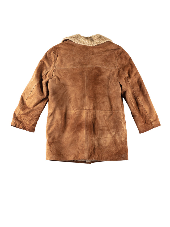Vintage 80's Men Faux Sheepskin Coat in BrownVN329