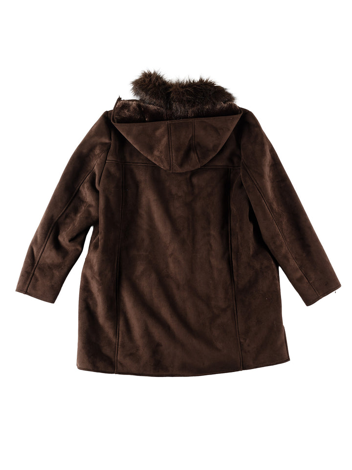 Vintage 80's Women Faux Sheepskin Coat in BrownMN542