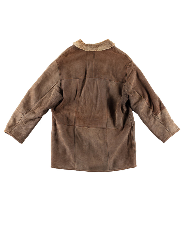 Vintage 80's Men Sheepskin Coat in BrownVN497