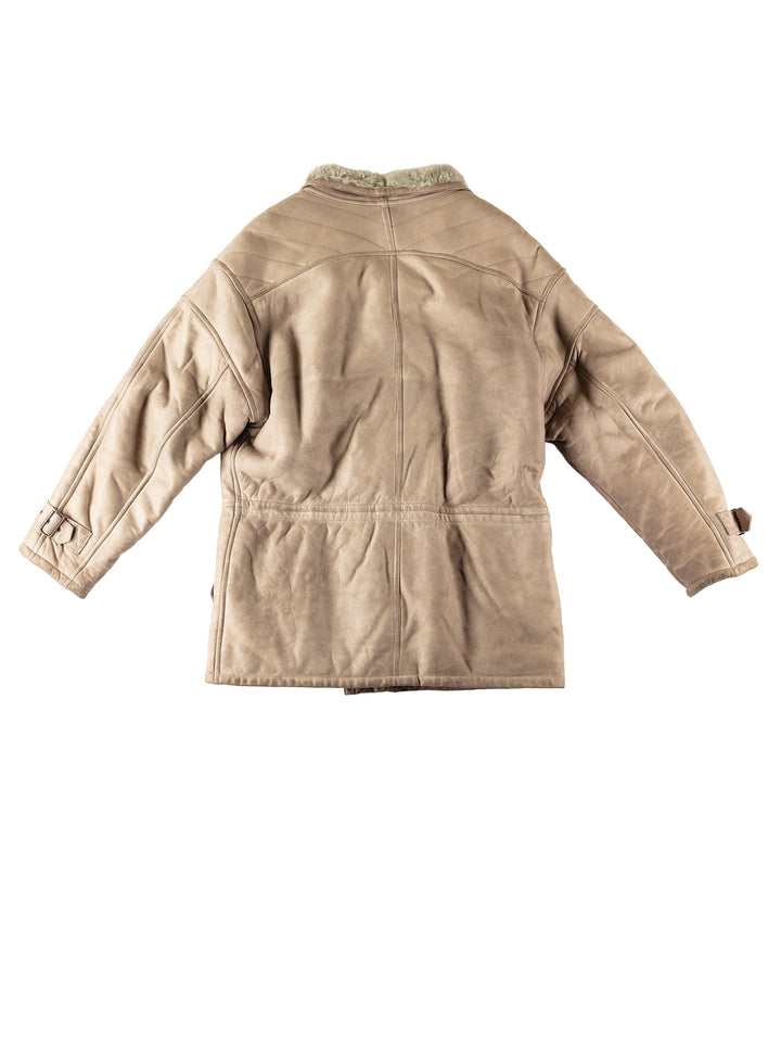 Vintage 80's Men Sheepskin Coat in BeigeVN518