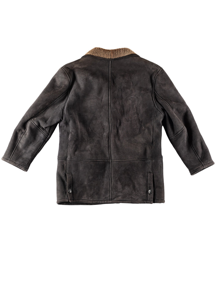 Vintage 80's Men Sheepskin Coat in GrayVN390