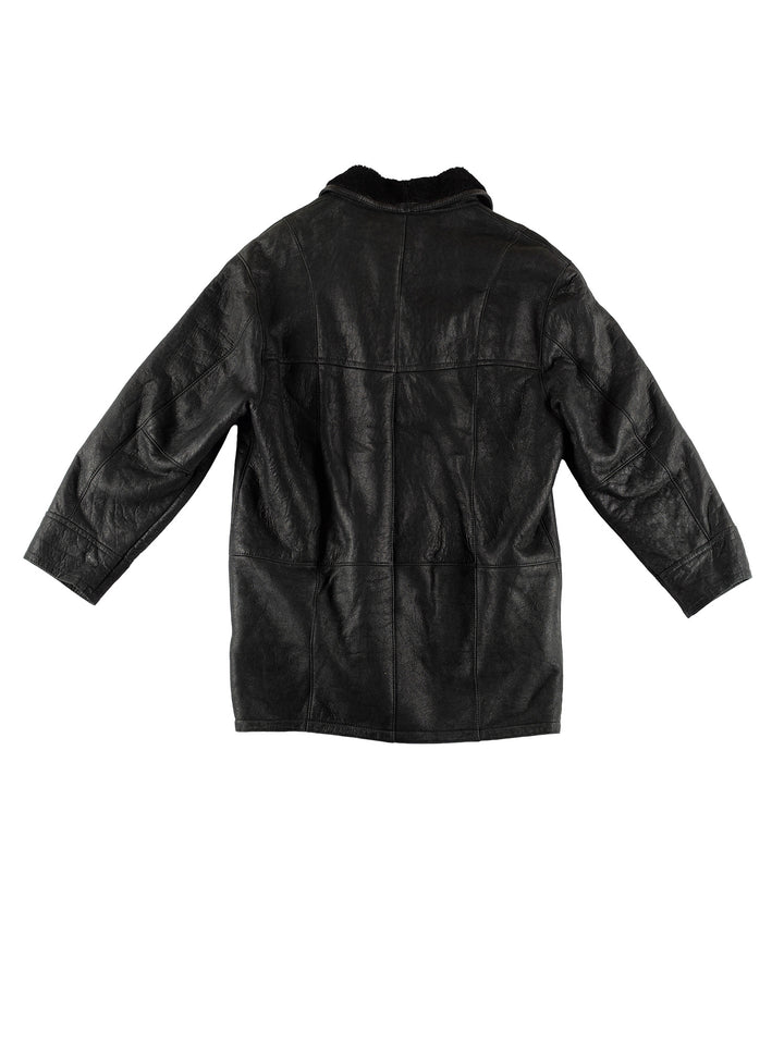 Vintage 80's Men Sheepskin Coat in BlackVN503