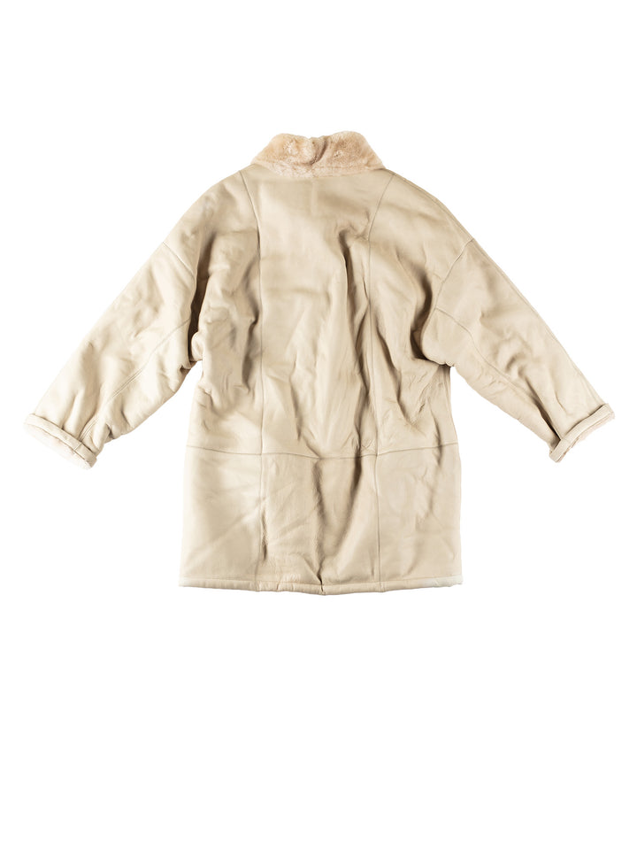 Vintage 80's Women Sheepskin Coat in BeigeMN579