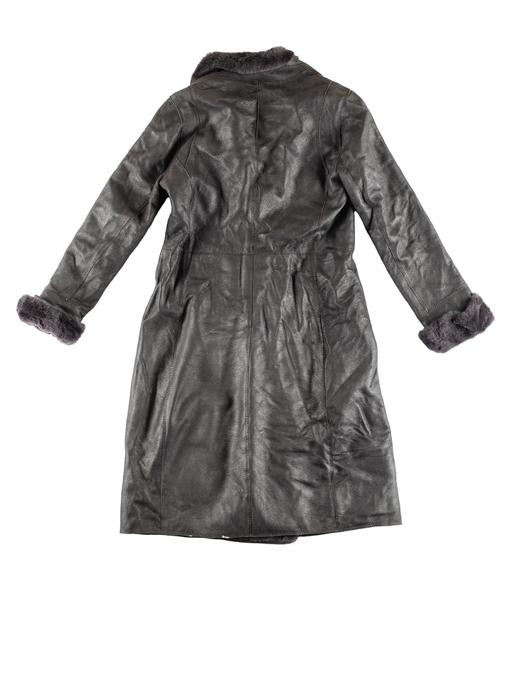 Vintage 70's Women Sheepskin Coat in GrayMN437