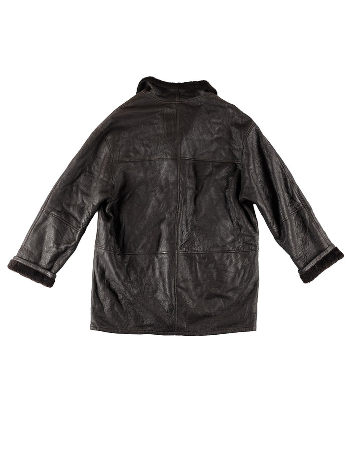 Vintage 80's Women Sheepskin Coat in BlackMN741