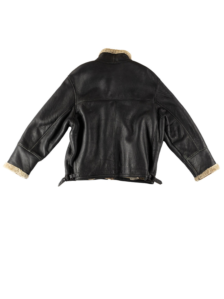 Vintage 80's Men Sheepskin Jacket in BlackVN527