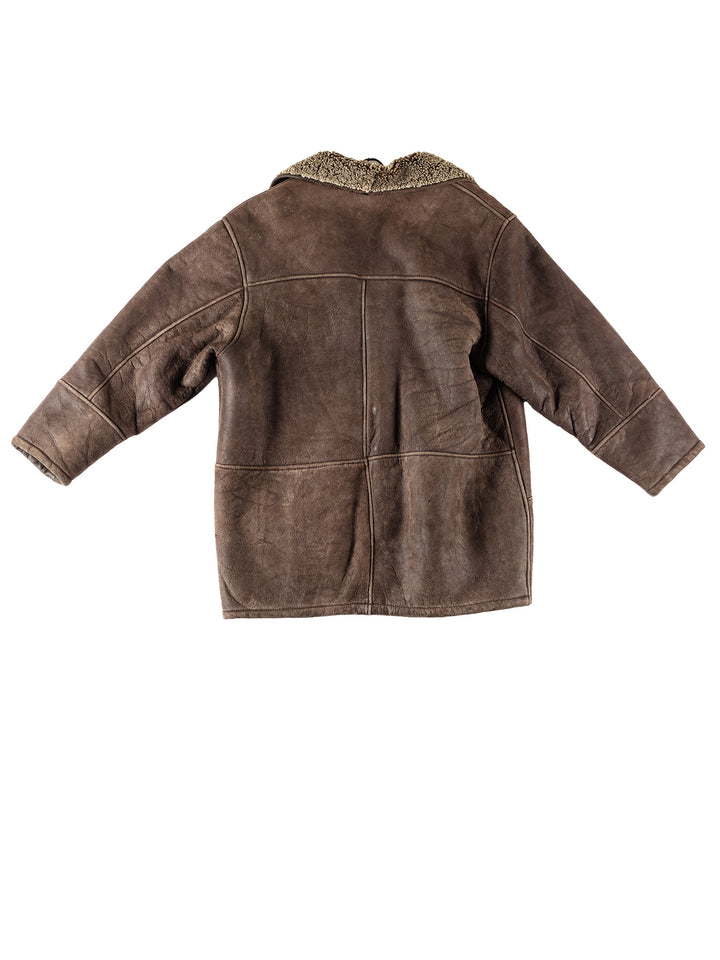 Vintage 80's Women Sheepskin Coat in BrownMN714