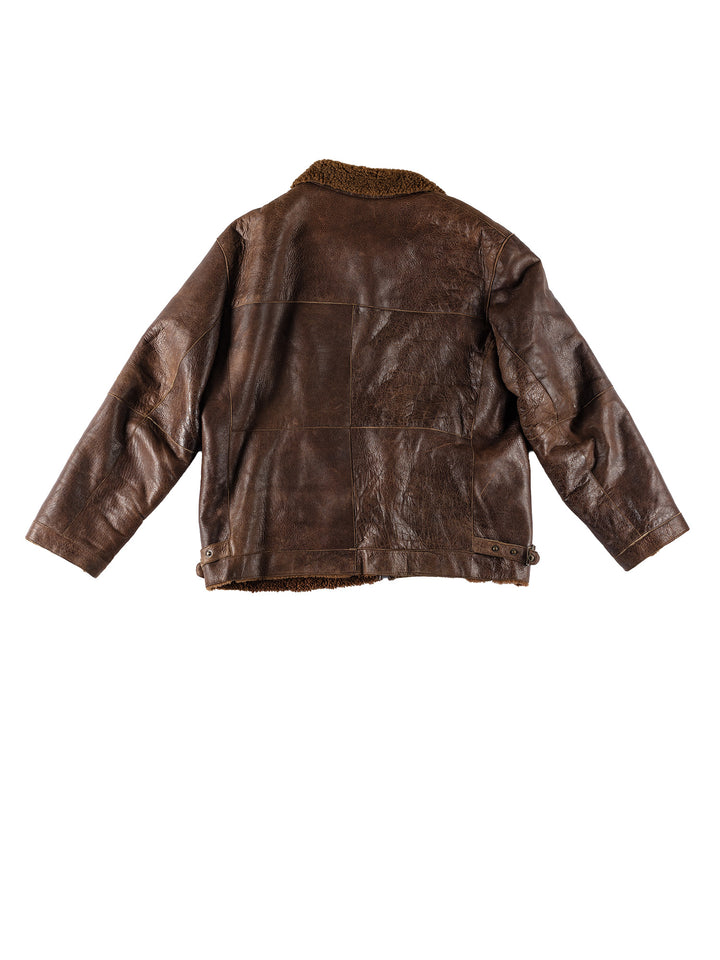 Vintage 80's Men Sheepskin Jacket in BrownVN638