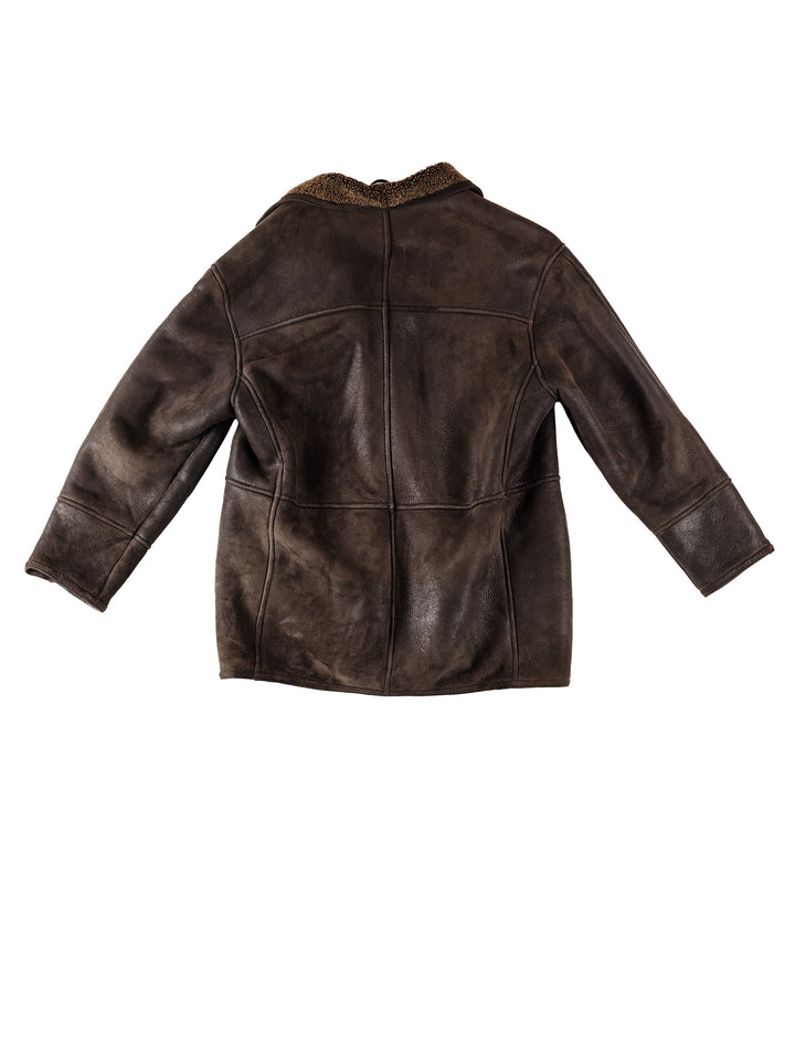 Vintage 80's Men Sheepskin Coat in BrownVN357