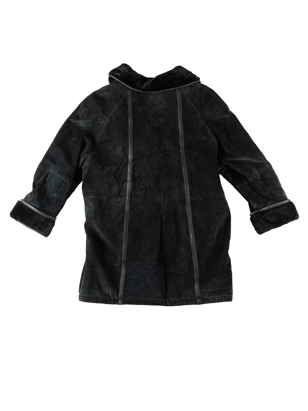 Vintage 80's Women Faux Sheepskin Coat in BlackMN364